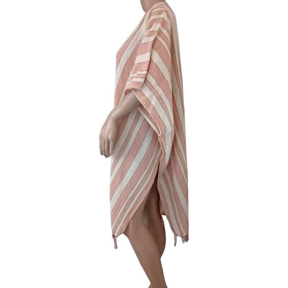 Rays for Days Kimono Cover Up One Size Coral Stripe Fringe Bohemian Beach NEW - Picture 8 of 15
